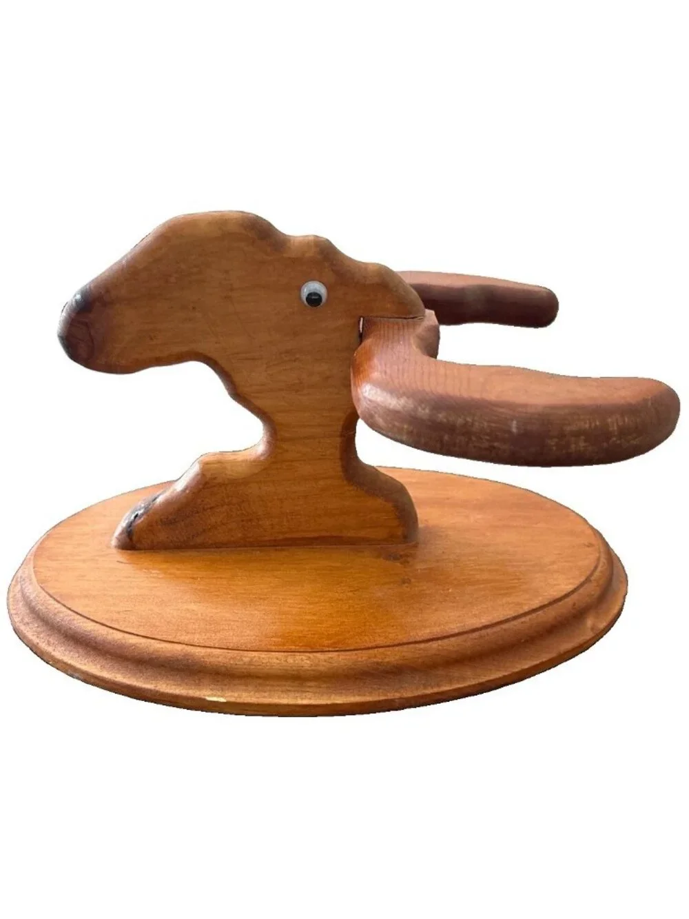 Vintage Wooden Moose Head Antlers Coat or Hat Rack for Cabin Woodland 10” x 7”